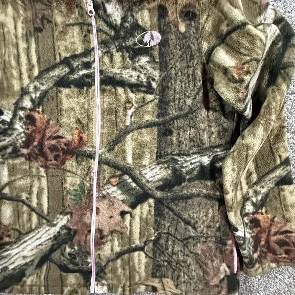 Mossy Oak Break-Up Infinity Fleece Jacket XL 16-18 Pink Trim Full Zip Camo